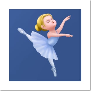 Cute Blue Tutu Ballerina Girl Dancer Posters and Art